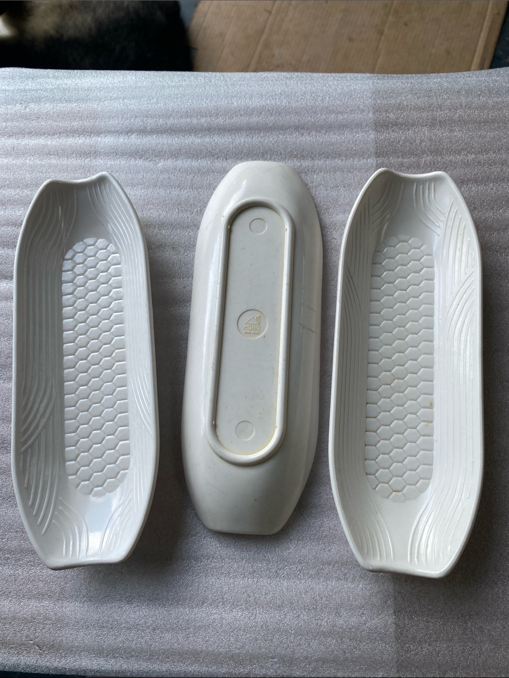 Vintage 1970-80s Hoan Melamine Resin Corn on the Cob Serving Dishes Set of 3